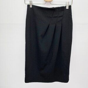 Magaschoni Collection Pencil Skirt Size 4 Side Pleat Black Career